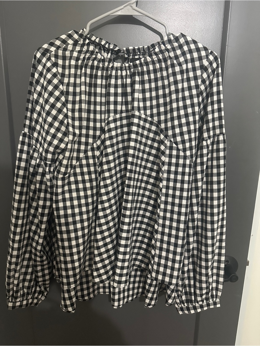 Vici Black and White Gingham Peasant Blouse